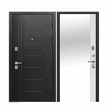 Дверь металлическая 9 см Серебро Зеркало Эмалит белый ФЛЗ-13 (860мм) левая/Ф1